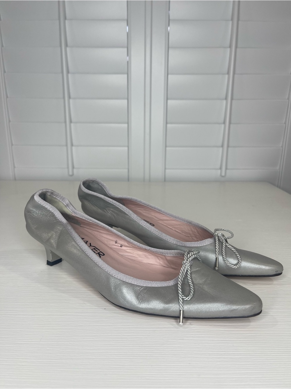 Kitten Heels Pointed Ballet Pumps with Bow by Paul Mayer Made in Spain